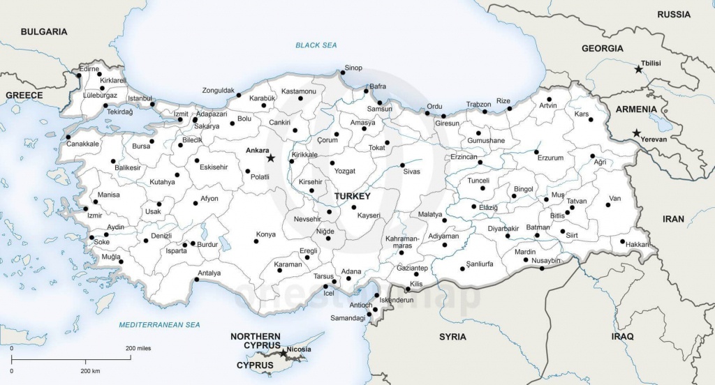 Vector Map Of Turkey Political | One Stop Map - Printable Map Of Turkey