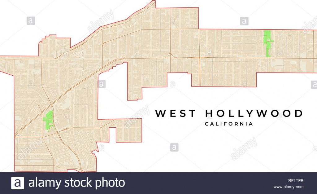 Vector Map Of West Hollywood, California, Usa. Various Colors For - Map Of West Hollywood California