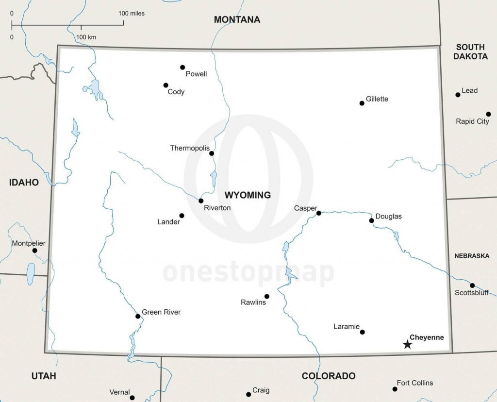 Vector Map Of Wyoming Political | One Stop Map - Printable Map Of Wyoming