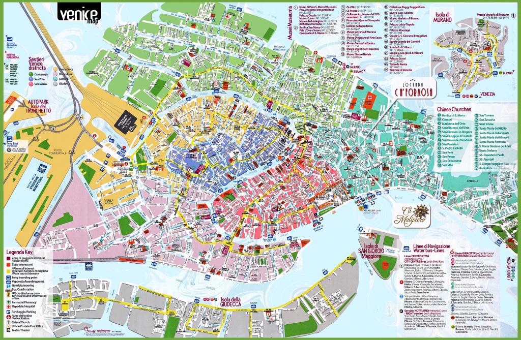 Venice Tourist Attractions Map - Printable Map Of Venice Italy