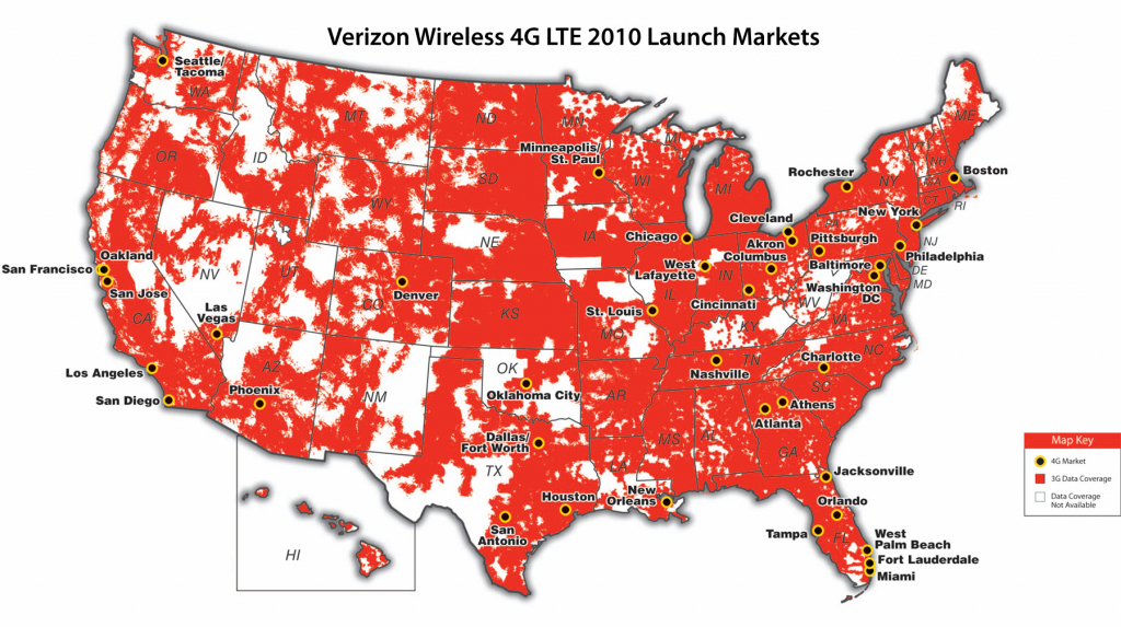 Verizon To Launch 4G Lte In 38 Major Metropolitan Areas, 60 Airports - Verizon Service Map California