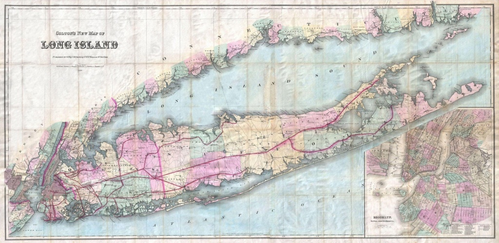 Vintage Antique Print Of Long Island Map On Your Choice Of Photo - Printable Map Of Long Island