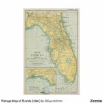 Vintage Map Of Florida (1891) Poster | Zazzle In 2019 | Vintage   Vintage Florida Map Poster