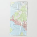 Vintage Map Of Panama City Florida (1956) Beach Towel   Map Of Panama City Beach Florida