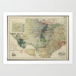 Vintage Map Of The Texas Oil And Gas Fields (1920) Art Print   Vintage Texas Map Prints