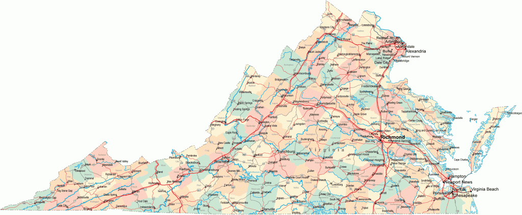 Virginia Road Map - Va Road Map - Virginia Highway Map - Virginia State Map Printable