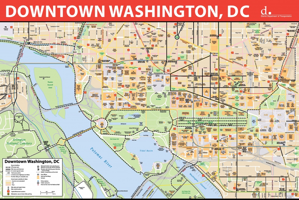Washington, D.c. Downtown Bike Map - Map Of Downtown Washington Dc Printable