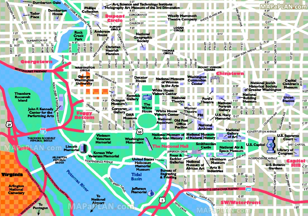 Washington Dc Maps Top Tourist Attractions Free Printable City Printable Map Of Dc 2 