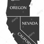 Washington   Oregon   Nevada   California Map Labelled Black Stock   California Oregon Washington Map