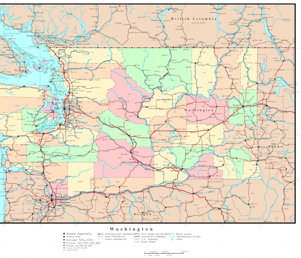 Washington Political Map - Washington State Road Map Printable