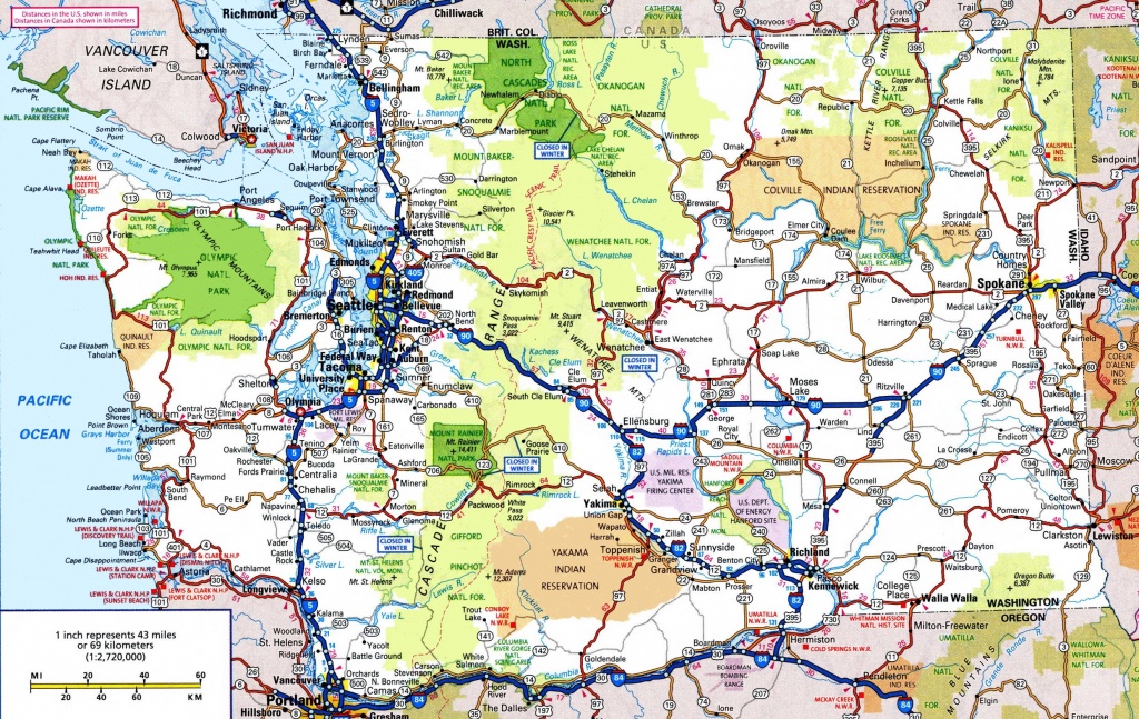 Washington Road Map - California Oregon Washington Road Map