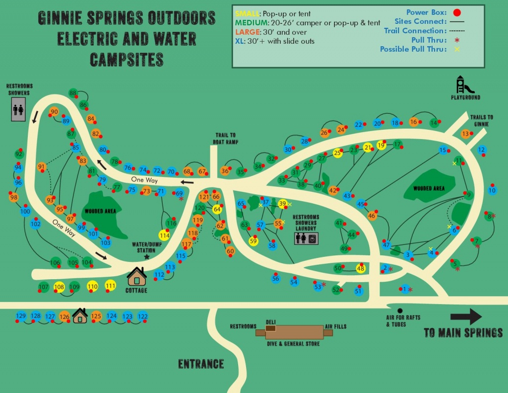 Water &amp; Electric Sites | Ginnie Springs Outdoors | High Springs, Fl - Ginnie Springs Florida Map