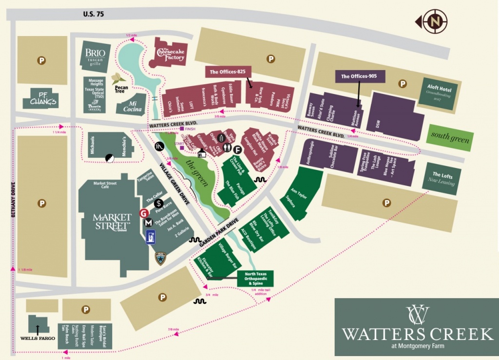 Watters Creek At Montgomery Farm (70 Stores) - Shopping In Allen - Allen Texas Outlet Mall Map
