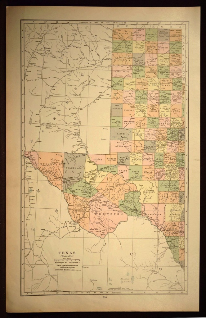 West Texas Map Of Texas Wall Art Decor Large Antique Western Wedding - Large Texas Wall Map