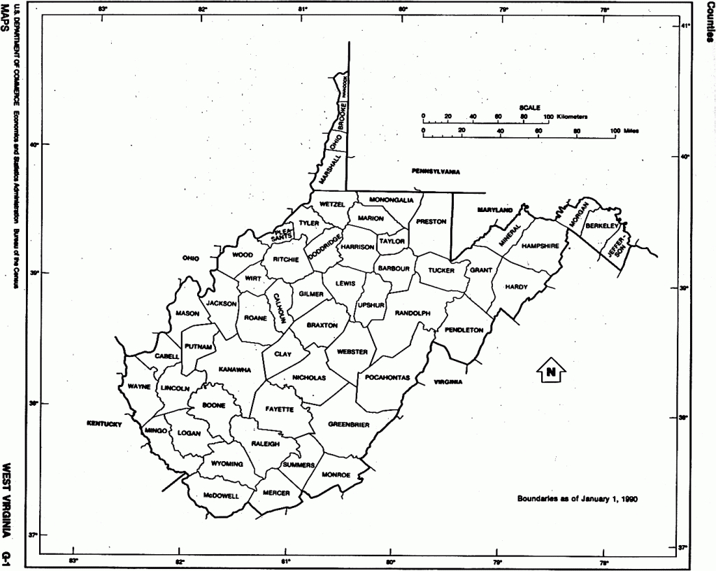West Virginia State Map With Counties Outline And Location Of Each - Virginia County Map Printable