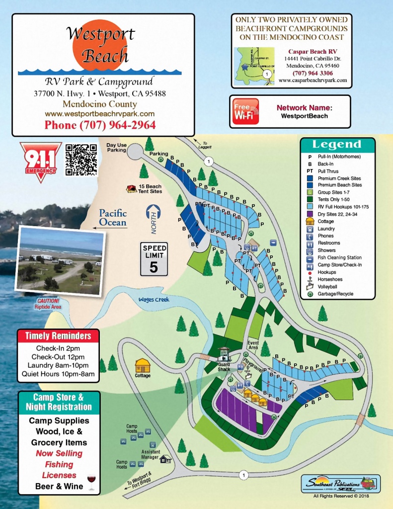 Westport Park Map - California Rv Campgrounds Map