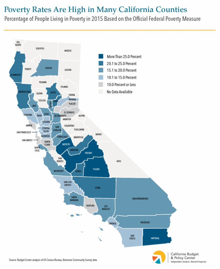 Widespread Economic Disparities In Poverty And Child Poverty Rates - Show Map Of California Counties