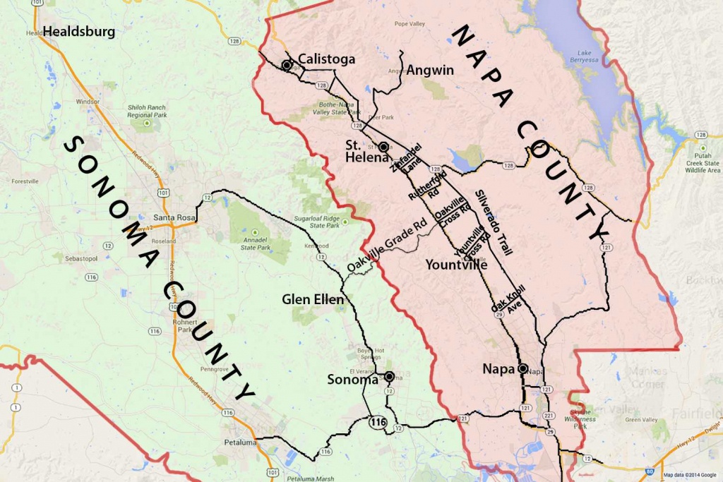 Wine Country Map: Sonoma And Napa Valley - Napa Valley California Map