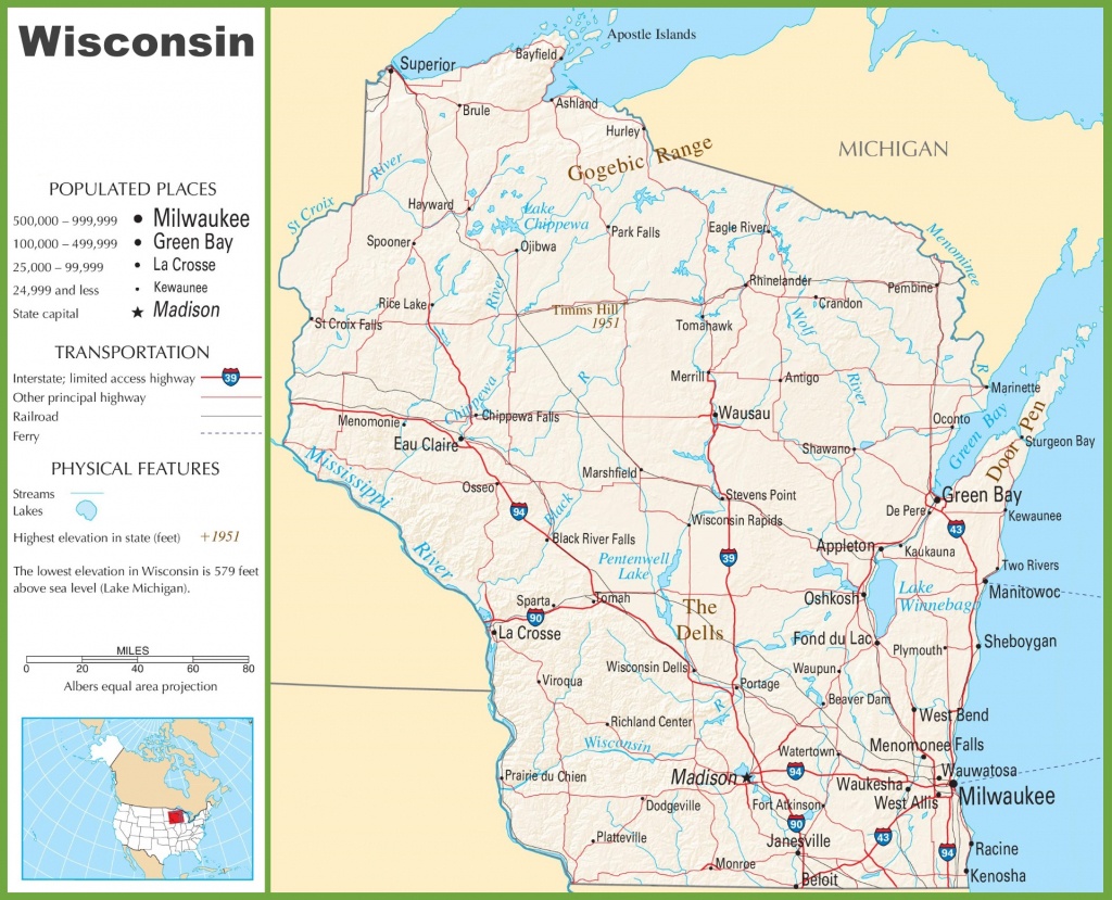 Wisconsin Highway Map - Printable Map Of Wisconsin