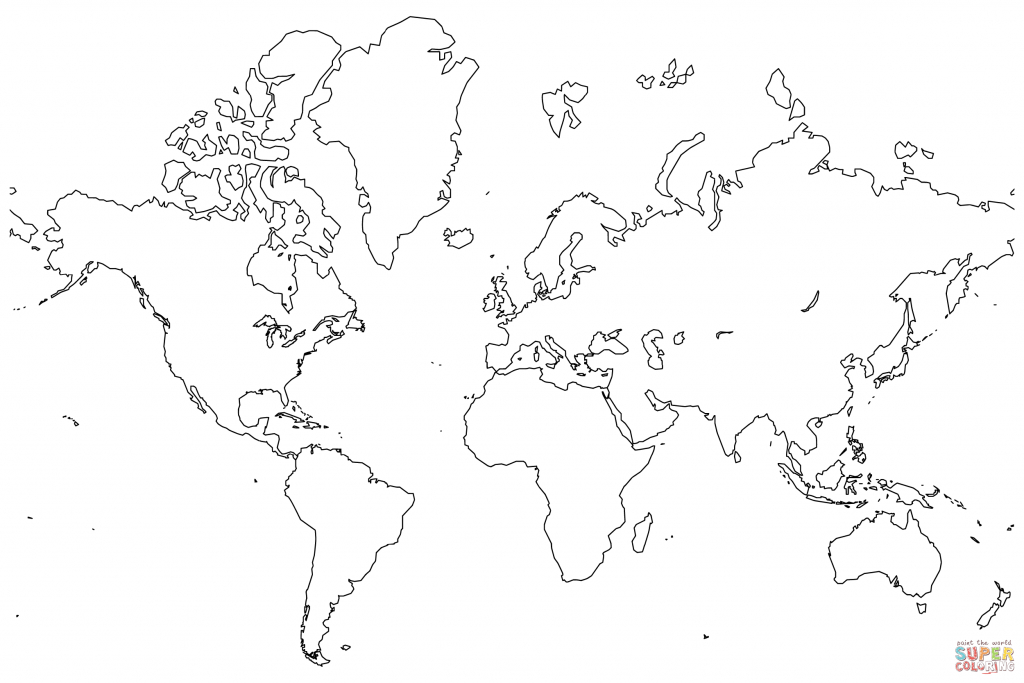World Map Coloring Page For Kids - Coloring Home - Colorable World Map Printable