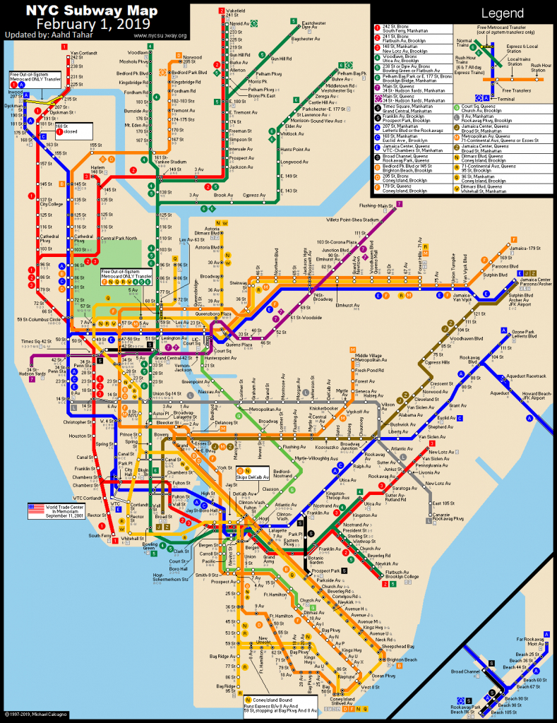 Www.nycsubway: New York City Subway Route Mapmichael Calcagno - Printable New York City Subway Map