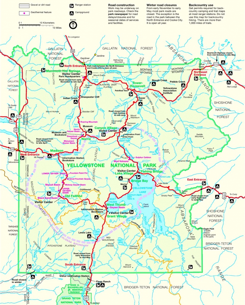 Yellowstone Road Map - Printable Map Of Yellowstone