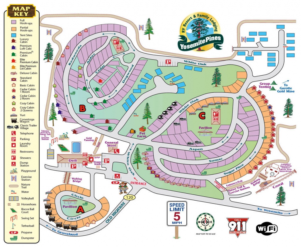 Yosemite Pines Rv Resort And Family Lodging Map - California Rv Resorts Map