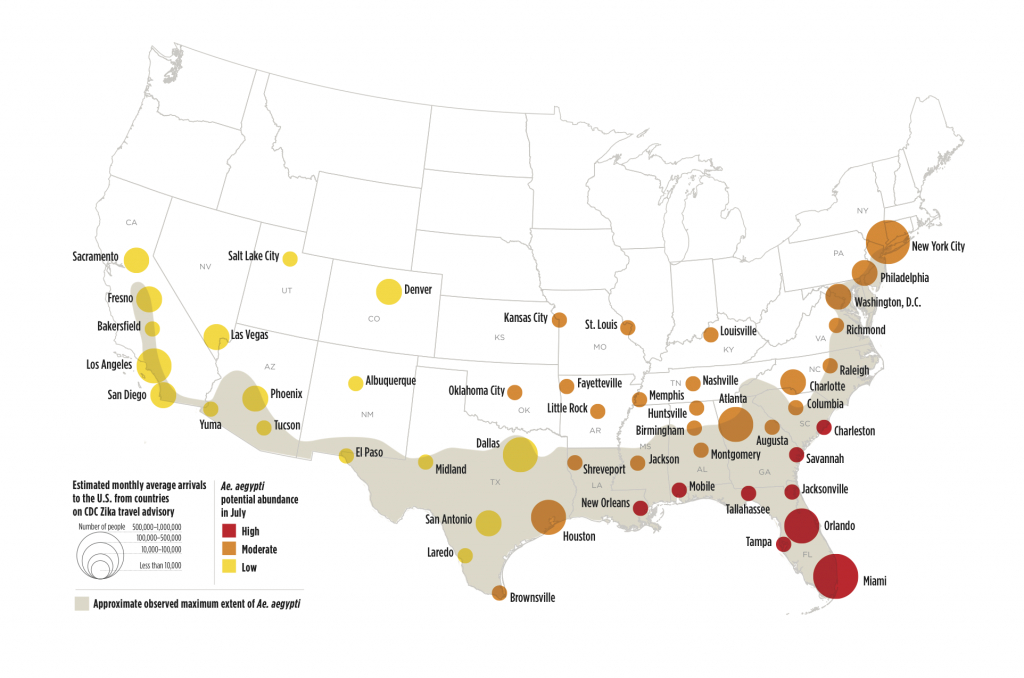 Zika Virus May Affect 50 U.s. Cities | Earth | Earthsky - Zika Virus Florida Map