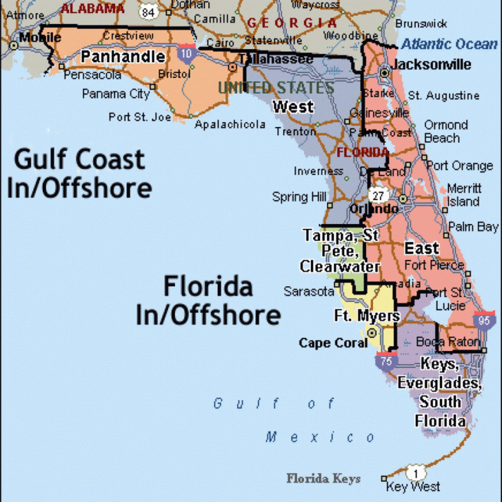 Map Of Florida Gulf Coast Area