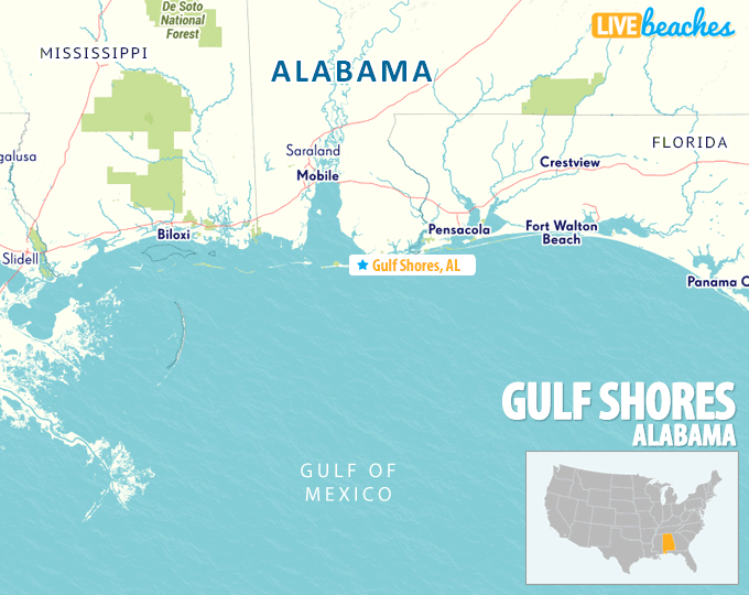 Map Of Gulf Shores Alabama Live Beaches