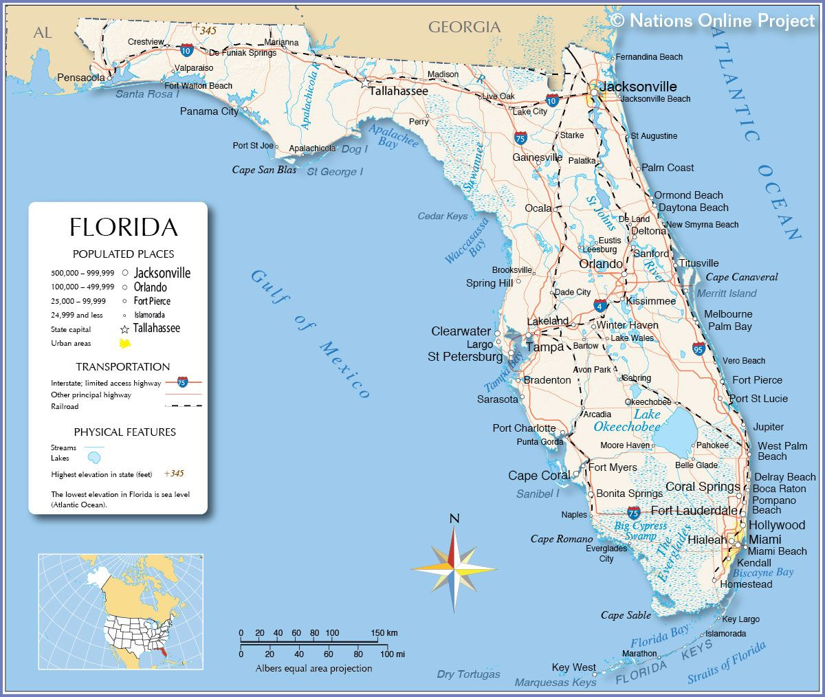 Reference Map Of Florida USA Nations Online Project 