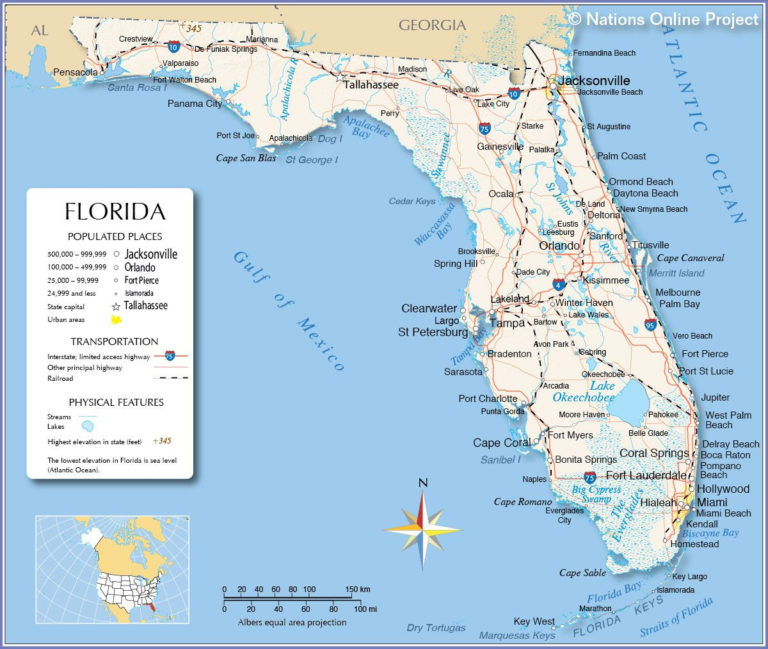 Reference Map Of Florida USA Nations Online Project - Printable Maps