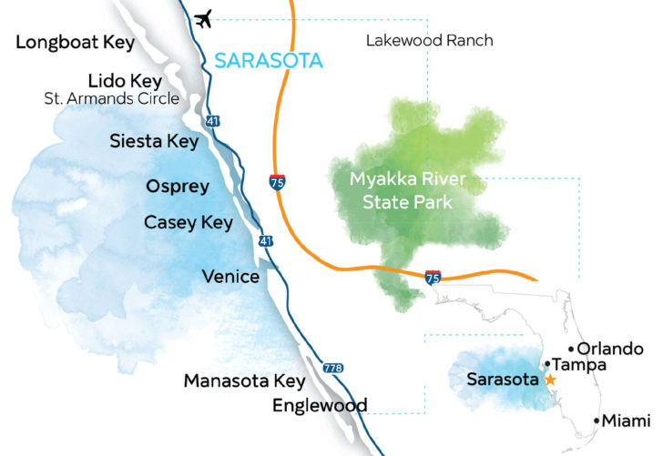 Florida Gulf Coast Map Near Sarasota